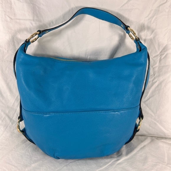 AUTHENTIC MK - MICHAEL KORS GENUINE LEATHER Aqua Blue SHOULDER BAG with WALLET - Picture 2 of 16